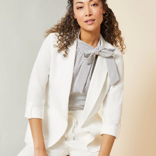 Plus Size Classic Patch Pocket Jacket in the Color NYC White | Jones New York