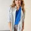 Satin Striped Utility Blouse in the Color NYC White/Kelly Multi | Jones New York