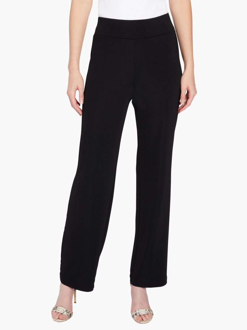 Textured Straight Leg Pull-On Pants in Color Jones Black | Jones New York