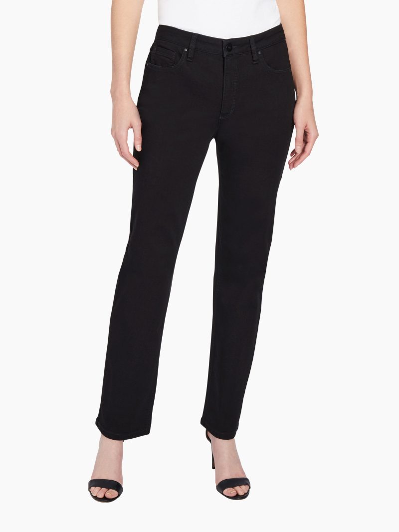 Petite Lexington Straight Leg Jeans, Onyx Wash in the Color Onyx Wash | Jones New York