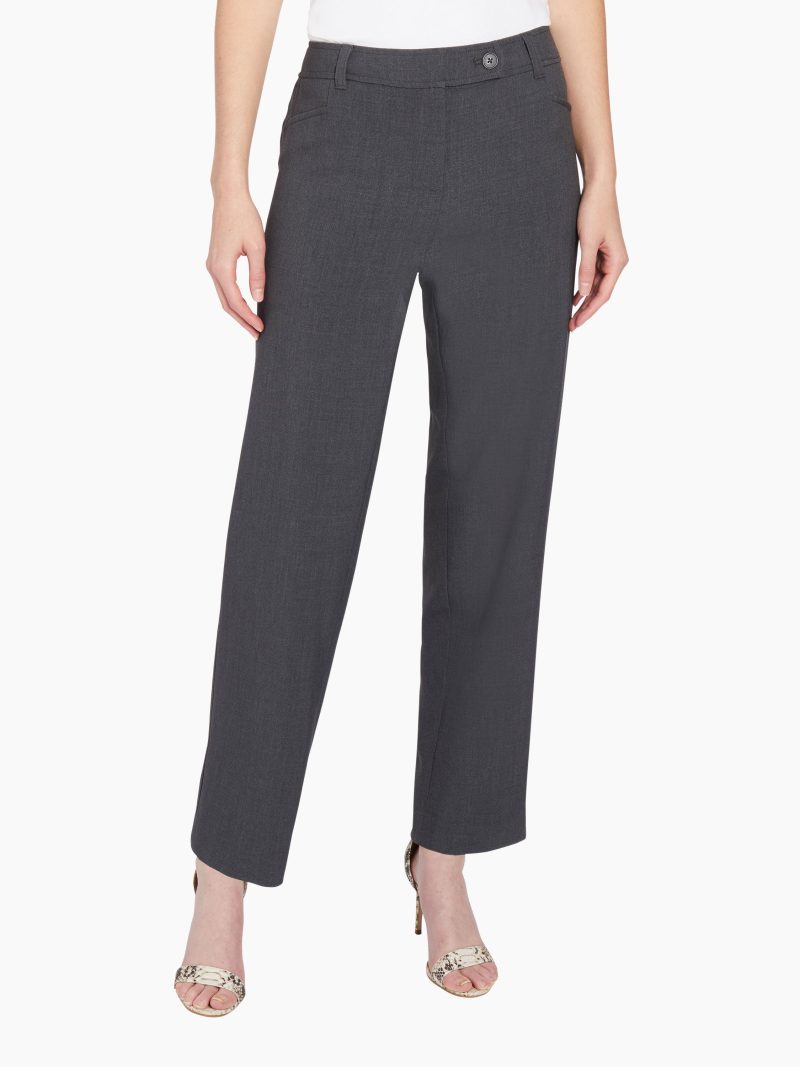 Bi-Stretch Straight Leg Pants in Color Grey Flannel | Jones New York