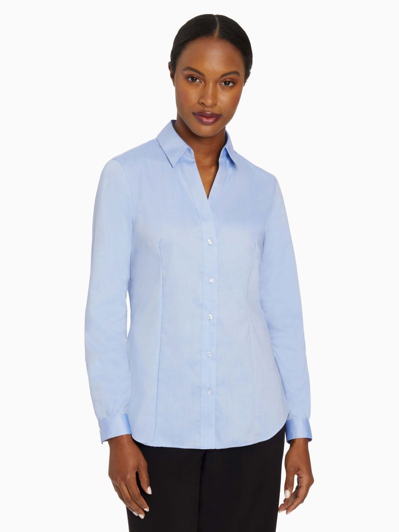 Easy-Care Button-Up Shirt in the Color Blue | Jones New York