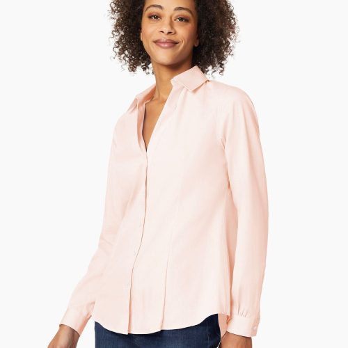 Easy-Care Button-Up Shirt in the Color Rose | Jones New York