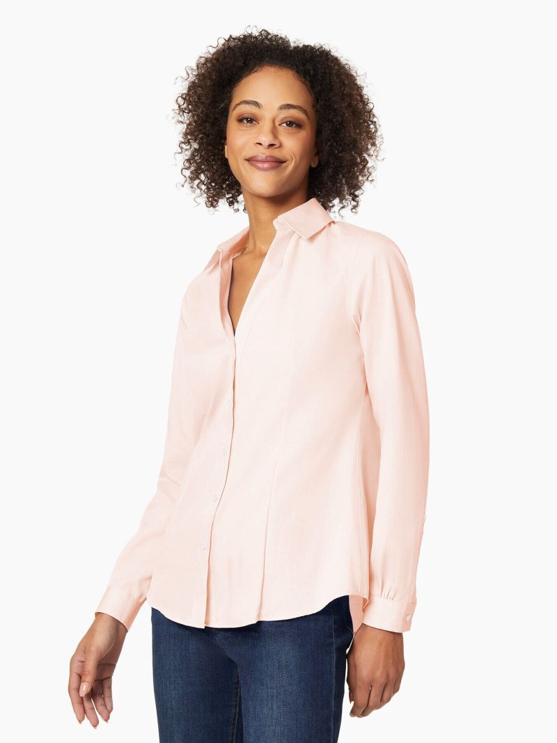 Easy-Care Button-Up Shirt in the Color Rose | Jones New York