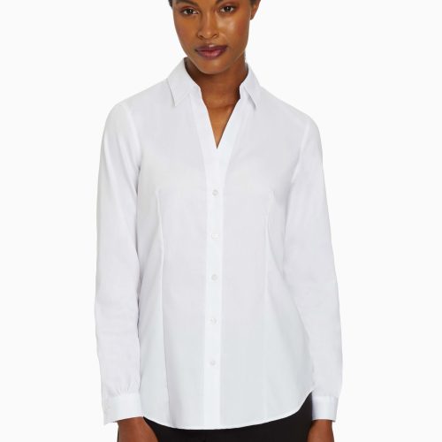 Easy-Care Button-Up Shirt in the Color White | Jones New York