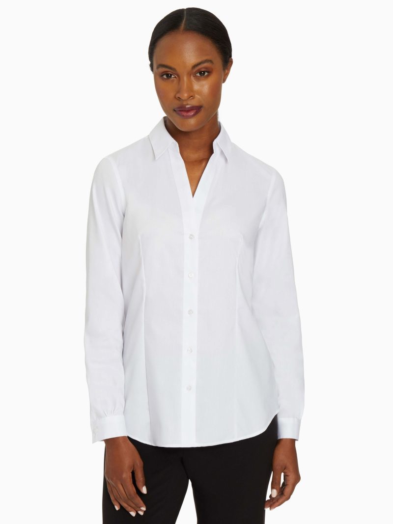 Easy-Care Button-Up Shirt in the Color White | Jones New York