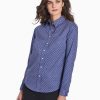 Dotted Easy-Care Oxford Shirt in the Color Blue/White | Jones New York