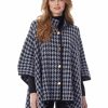 Houndstooth Button-Front Knit Cape (DO NOT USE/INV INACCURATE) in Color Medium Heather Grey Combo | Jones New York