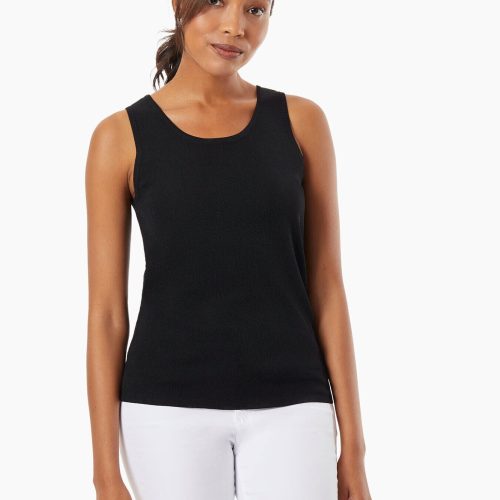 Scoop Neck Knit Tank Top in Color Jones Black | Jones New York