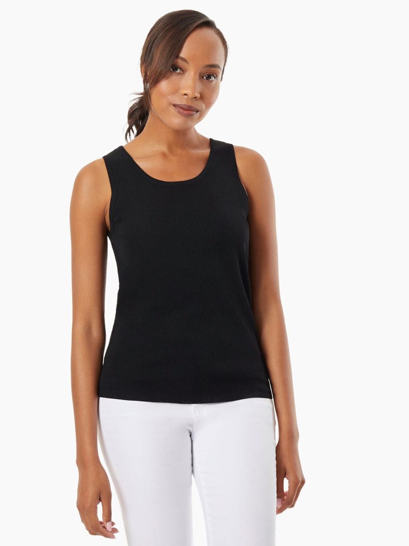 Scoop Neck Knit Tank Top in Color Jones Black | Jones New York