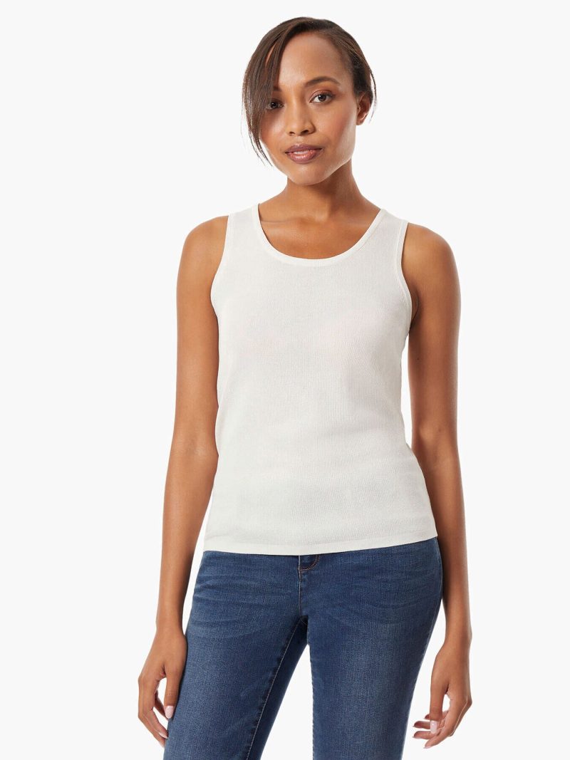 Scoop Neck Knit Tank Top in Color Jones White | Jones New York