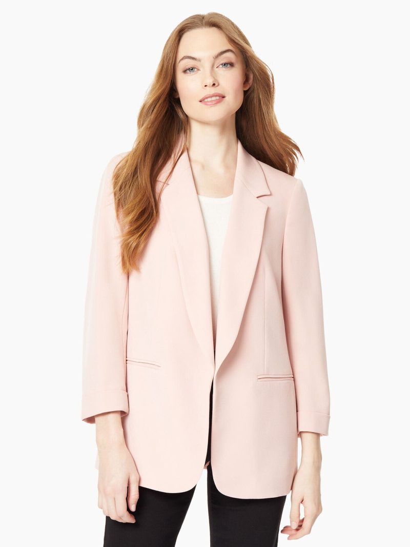 Notch Collar Rolled Cuff Bi-Stretch Blazer in Color Rose | Jones New York