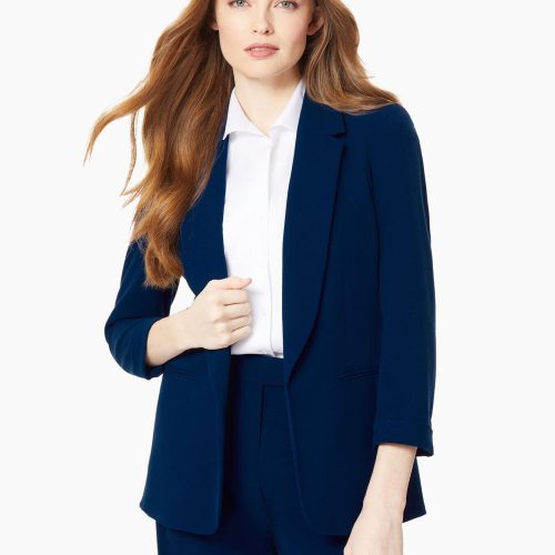 Notch Collar Rolled Cuff Bi-Stretch Blazer in Color Collection Navy | Jones New York