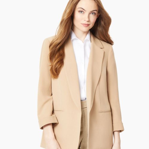 Notch Collar Rolled Cuff Bi-Stretch Blazer in Color Praline | Jones New York