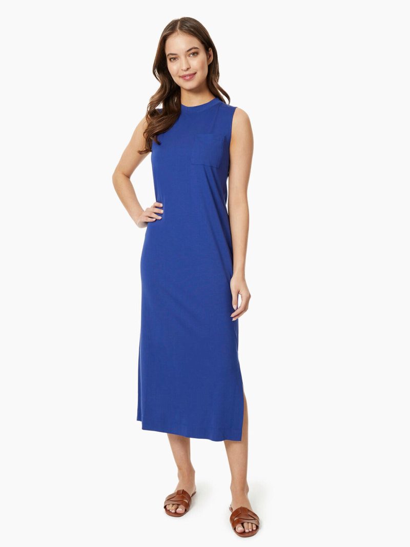 Sleeveless Knit Midi Dress in Color Sapphire | Jones New York