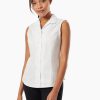 Easy-Care Sleeveless Button-Up Shirt in the Color White | Jones New York