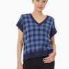 Gingham Jacquard Knit Sweater Vest in Color Collection Navy/Mineral Blue | Jones New York