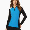 Two-Tone Quarter-Zip Ribbed Sweater in Color Jones Black/Electric Blue | Jones New York