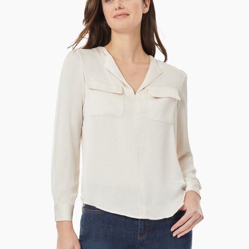 Simplified Utility Blouse in Color Jones White | Jones New York