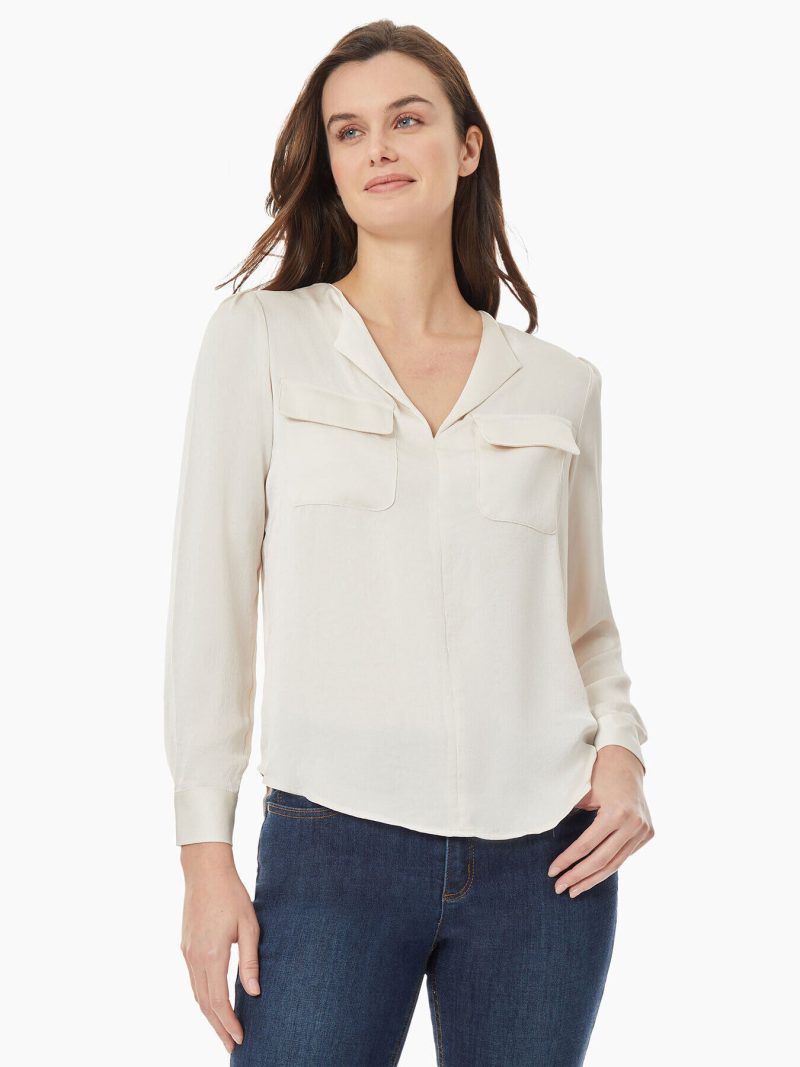 Simplified Utility Blouse in Color Jones White | Jones New York