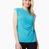 Sleeveless Side Tie Slub Knit Top in the color Blue Grotto | Jones New York