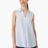 Sleeveless Striped Linen-Blend Tunic in the color Oxford Blue Multi | Jones New York