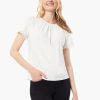 Lace Trim Short Sleeve Slub Knit Top in the color NYC White | Jones New York