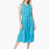 Linen-Blend Flounce Hem Utility Midi Dress in the color Blue Grotto | Jones New York