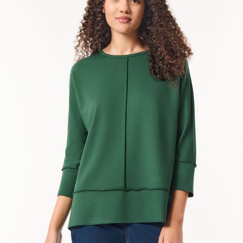 Seam Detail Dolman Tunic in the Color Forest Green | Jones New York