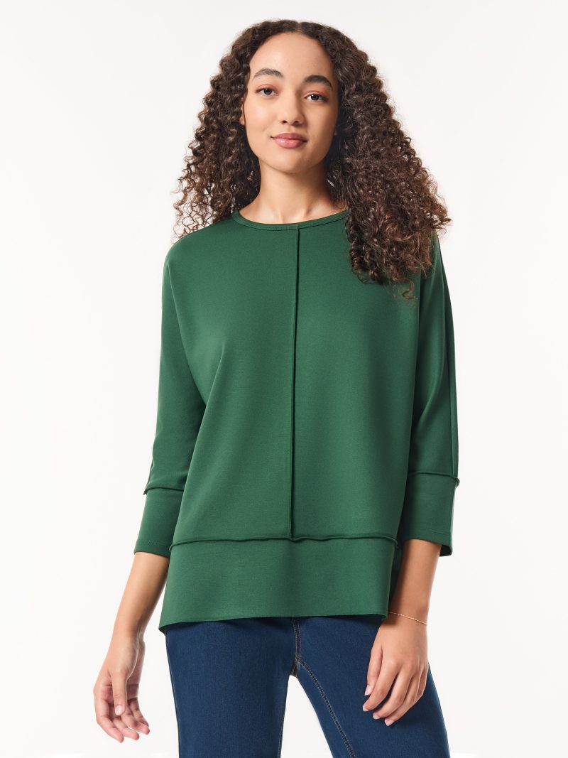 Seam Detail Dolman Tunic in the Color Forest Green | Jones New York