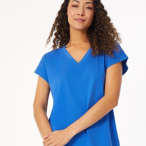 Cap Sleeve V-Neck Top in the Color Lt Sapphire | Jones New York