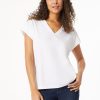 Cap Sleeve V-Neck Top in the Color NYC White | Jones New York