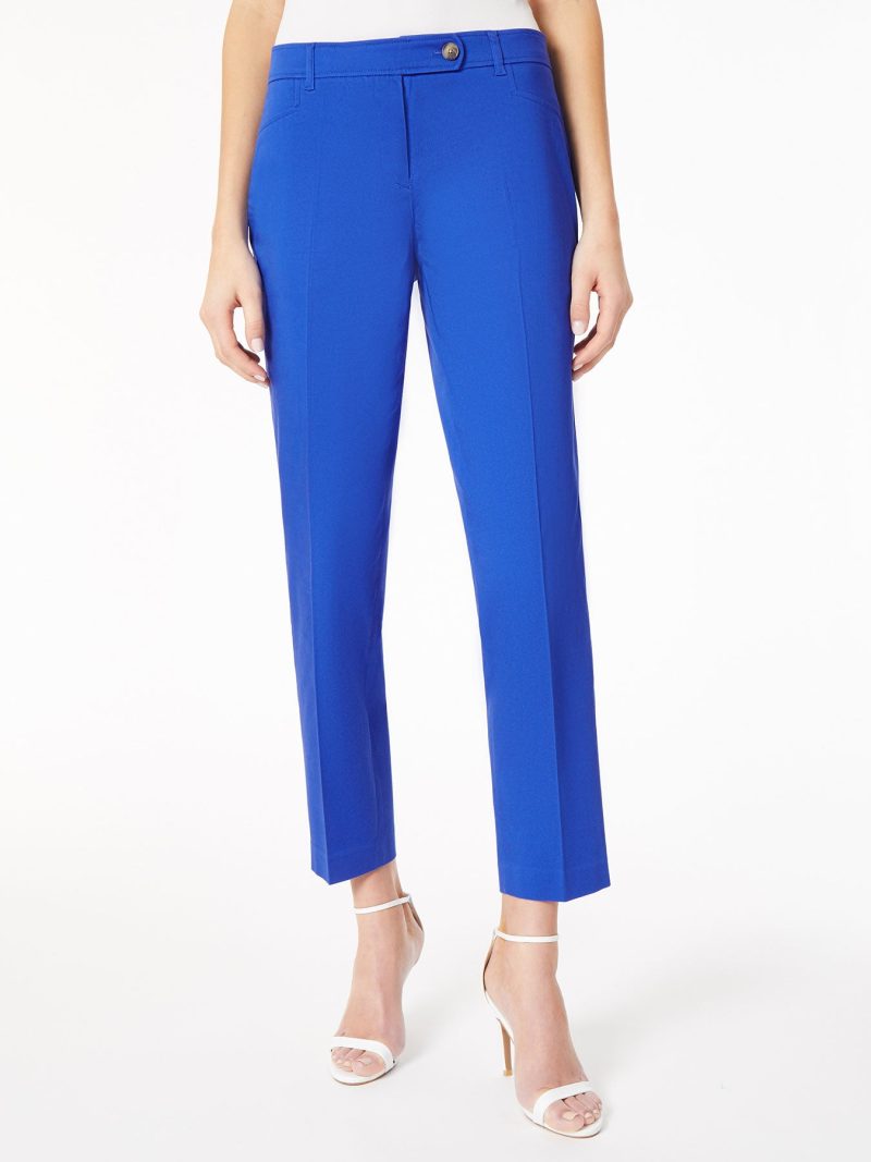 Solid Fly-Front Slim Leg Pants in the Color Lt Sapphire | Jones New York