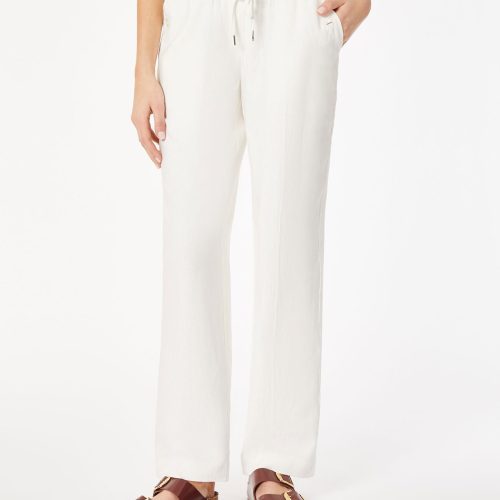 Plus Size Pull On Drawstring Trouser- Solid Linen Viscose in the Color NYC White | Jones New York