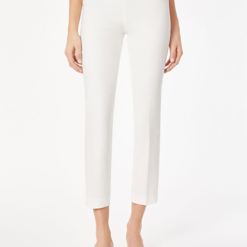 Solid Stretch Pull-on Straight Leg Pant in the Color NYC White | Jones New York