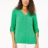 Jasper Crepe Collarless Tunic in the Color Kelly | Jones New York