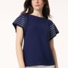 Flutter Short-Sleeve Top, Cotton Modal in the Color Pacific Navy | Jones New York