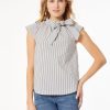 Stripe Bow Tie-Neck Blouse in the Color Jones Black/NYC White | Jones New York