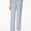 Pull On Drawstring Trouser- Solid Linen Viscose in the Color Blue Sail/NYC White | Jones New York