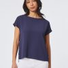 Jasper Crepe Button Detail Blouse in the Color Pacific Navy | Jones New York