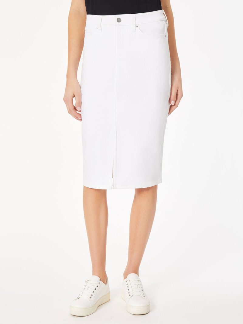 Denim Pencil Skirt in the Color Soft White | Jones New York