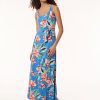 Maxi Tank Dress, Printed Moss Crepe in the Color Blue Lagoon Multi | Jones New York