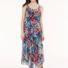 Maxi Multi-Tiered Dress, Printed Chiffon in the Color Pacific Navy Multi | Jones New York