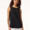 Classic Sleeveless Tunic With Side Slits, Solid Moss Crepe in the Color Jones Black | Jones New York