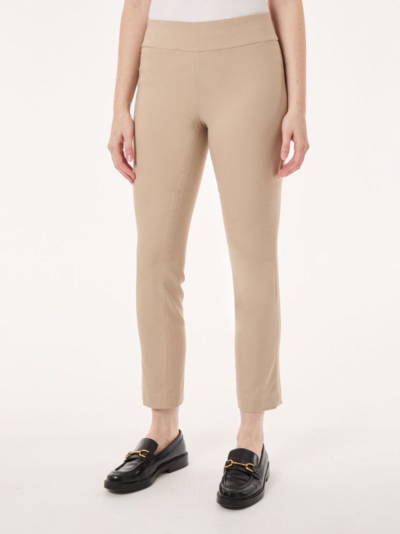 Solid Stretch Pull-On Straight Leg Pant in the Color Beigestone | Jones New York