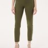 Solid Stretch Pull-On Straight Leg Pant in the Color Jasper Green | Jones New York