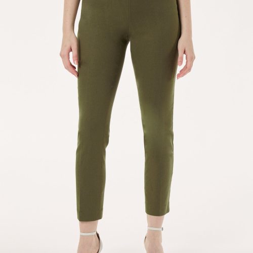 Petite Solid Stretch Pull-On Straight Leg Pant in the Color Jasper Green | Jones New York