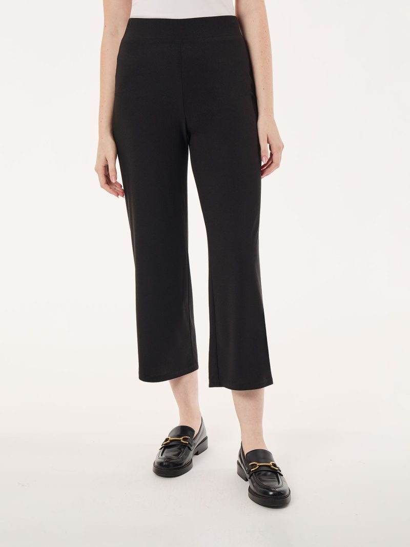 Pull-On Wide Leg Crop Pant, Solid Moss Crepe in the Color Jones Black | Jones New York