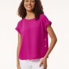 Plus Size Button Detail Blouse, Jasper Crepe in the Color Bright Orchid | Jones New York