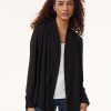 Long Sleeve Double Layer Cardigan, Solid Moss Crepe in the Color Jones Black | Jones New York